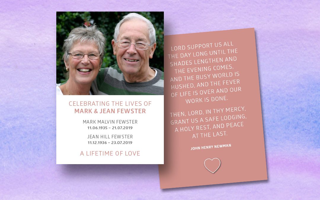 An Emotional Prayer Card for Mark & Jean
