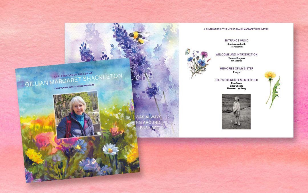 Gillian Shackleton Order of Service Booklet cover and spread
